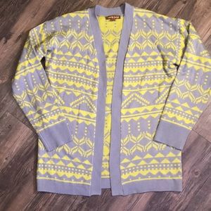 💛🩶Open Front Cardigan - yellow and gray